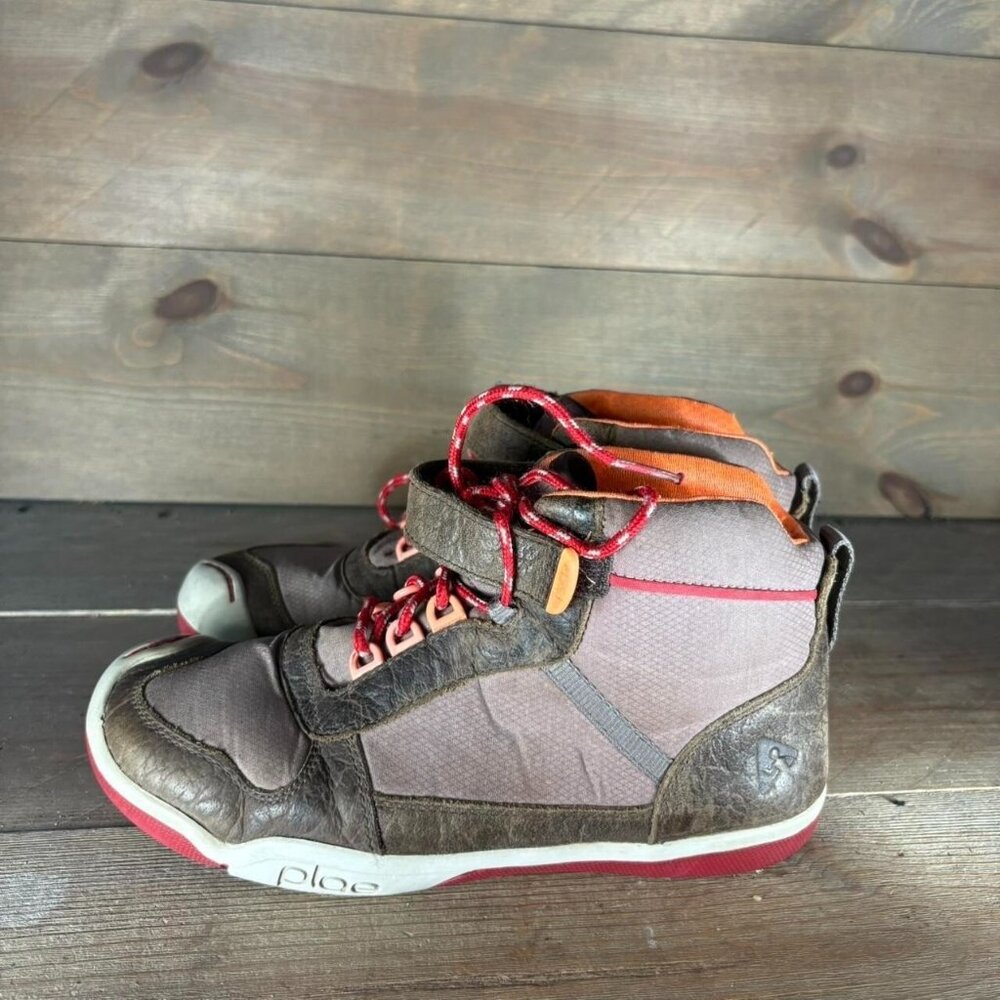 plae kaiden kids youth size 3 shoes brown leather waterproof hiking boots